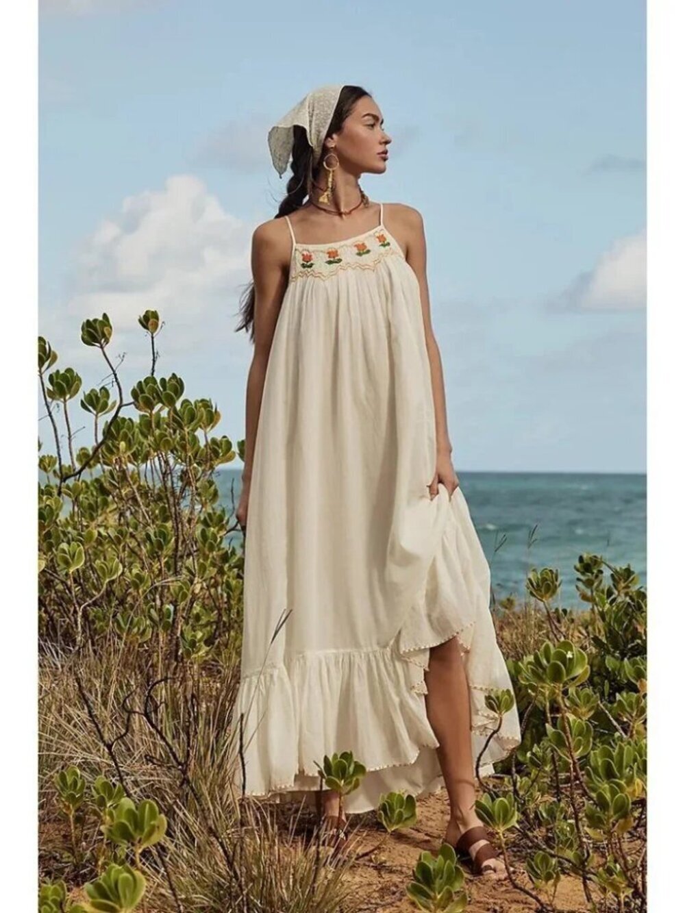 FREE PEOPLE Tip Toeing Tulip Midi Dress in Whisper White Size Small - Picture 13 of 13